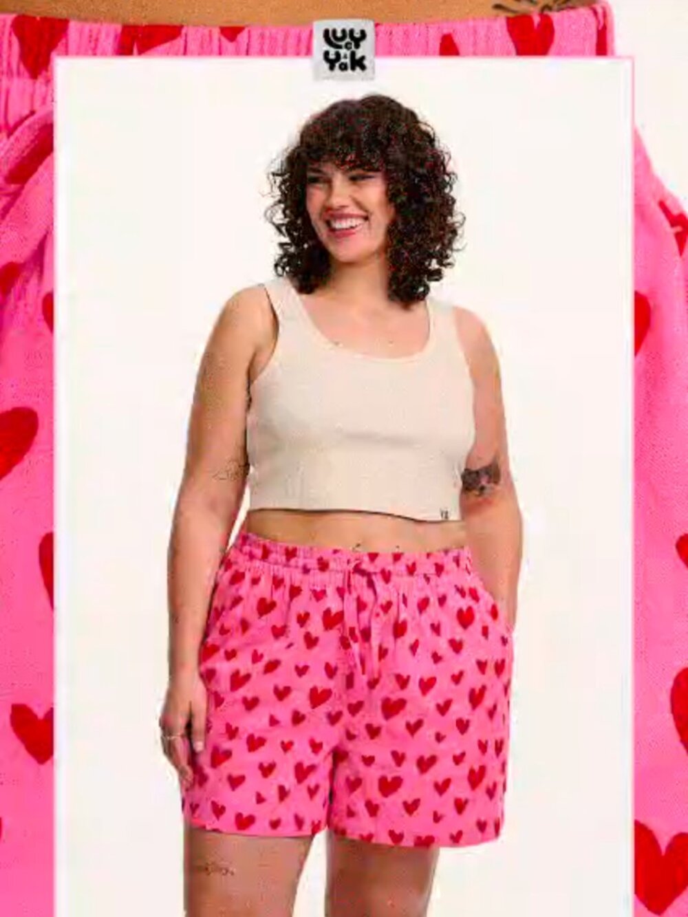 Lucy & Yak Charlie Cupid Print Shorts Medium